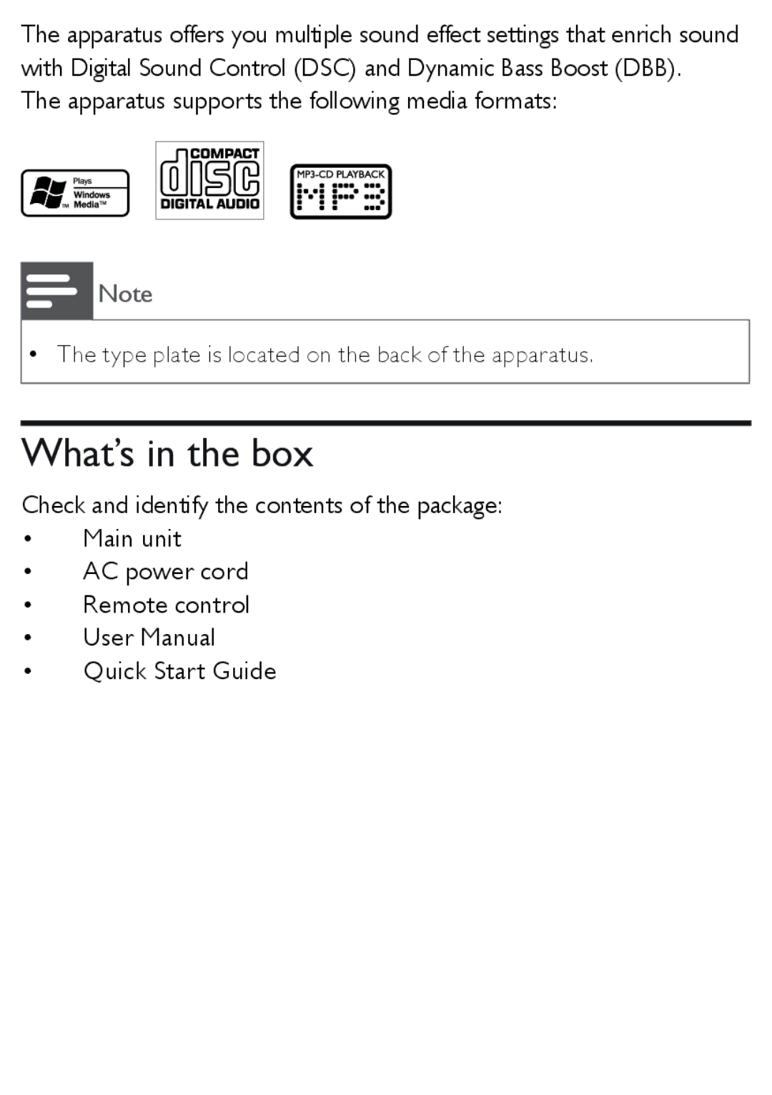 Philips AZ1850 user manual What’s in the box 