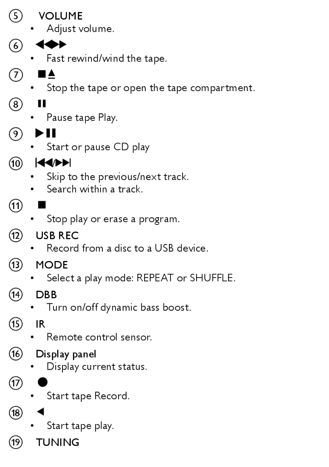 Philips AZ1852 user manual Usb Rec 