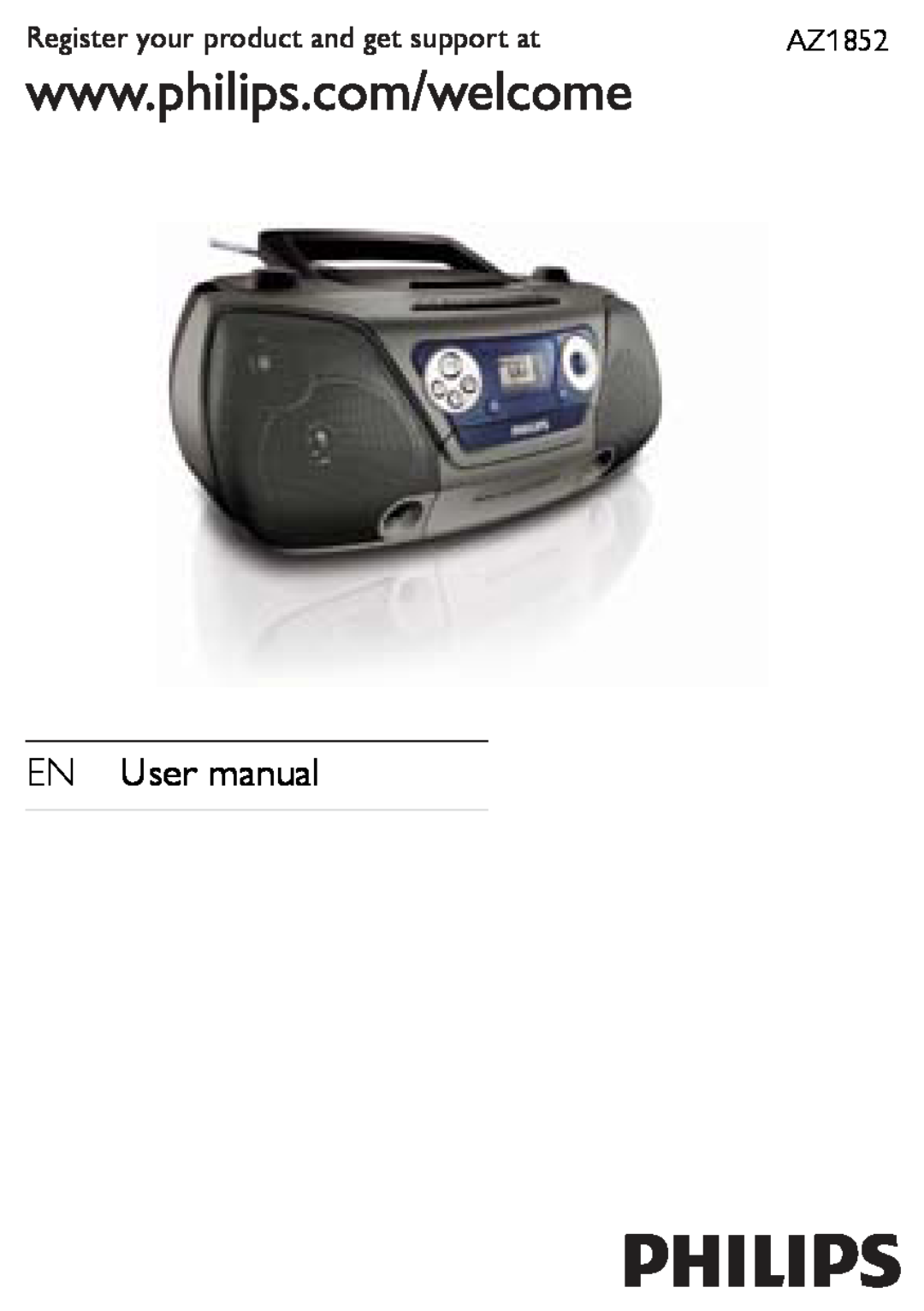 Philips AZ1852 user manual Register your product and get support at 