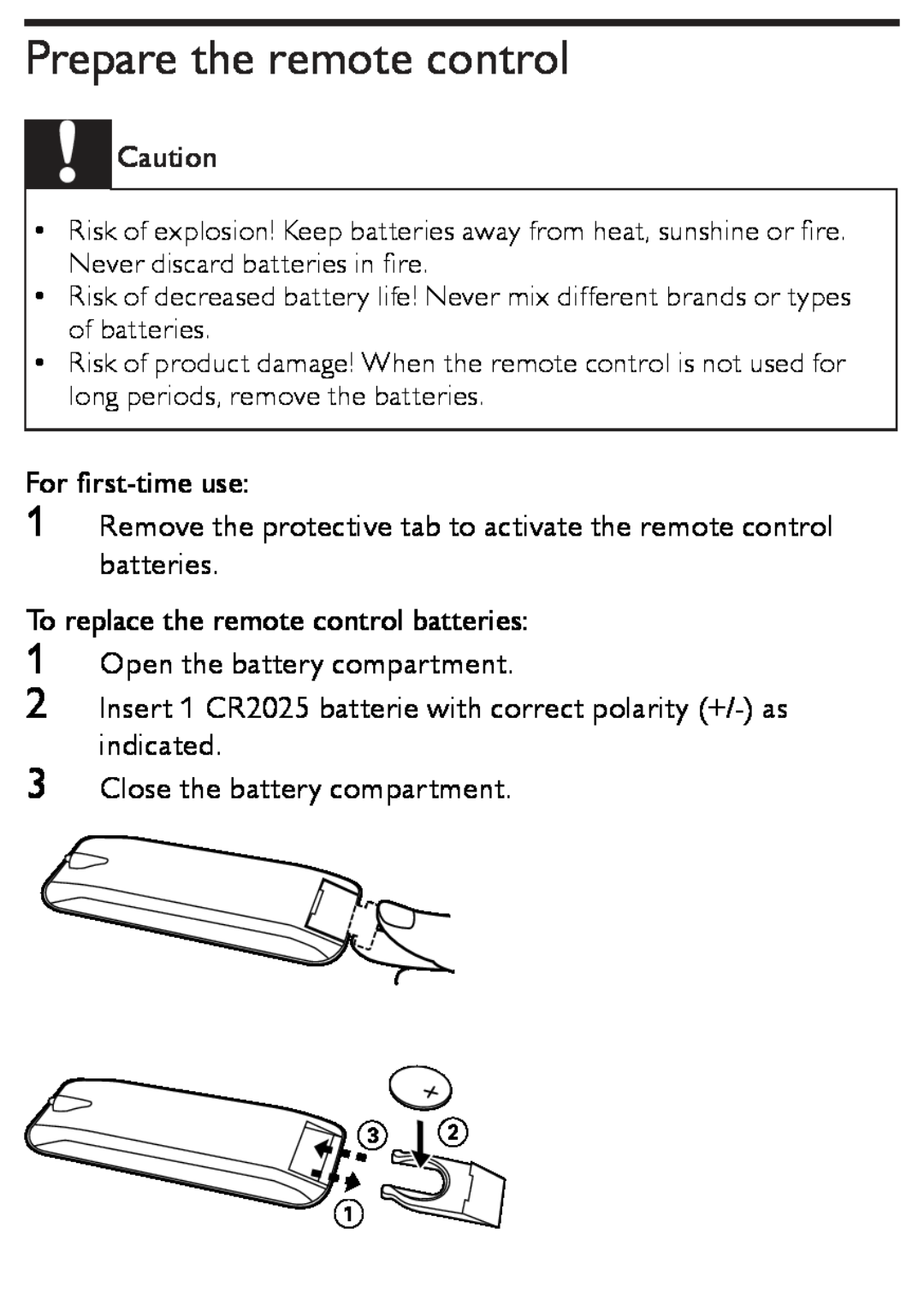 Philips AZ1852 user manual Prepare the remote control 