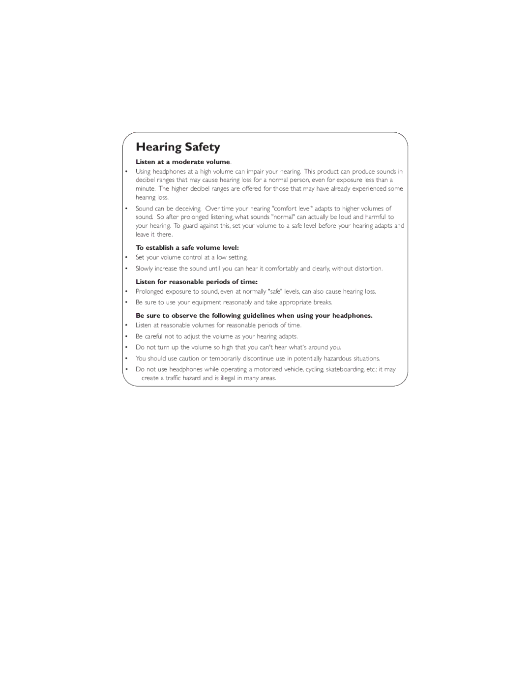 Philips AZ1856 user manual Hearing Safety, Listen at a moderate volume, To establish a safe volume level 