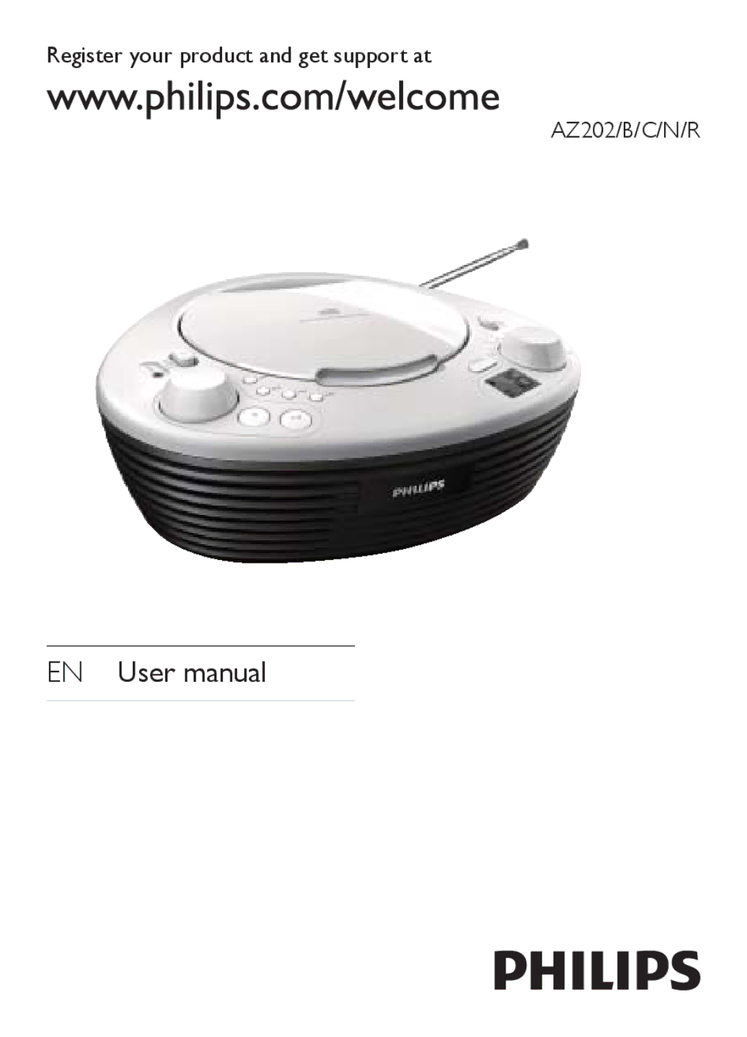 Philips user manual Register your product and get support at AZ202/B/C/N/R 