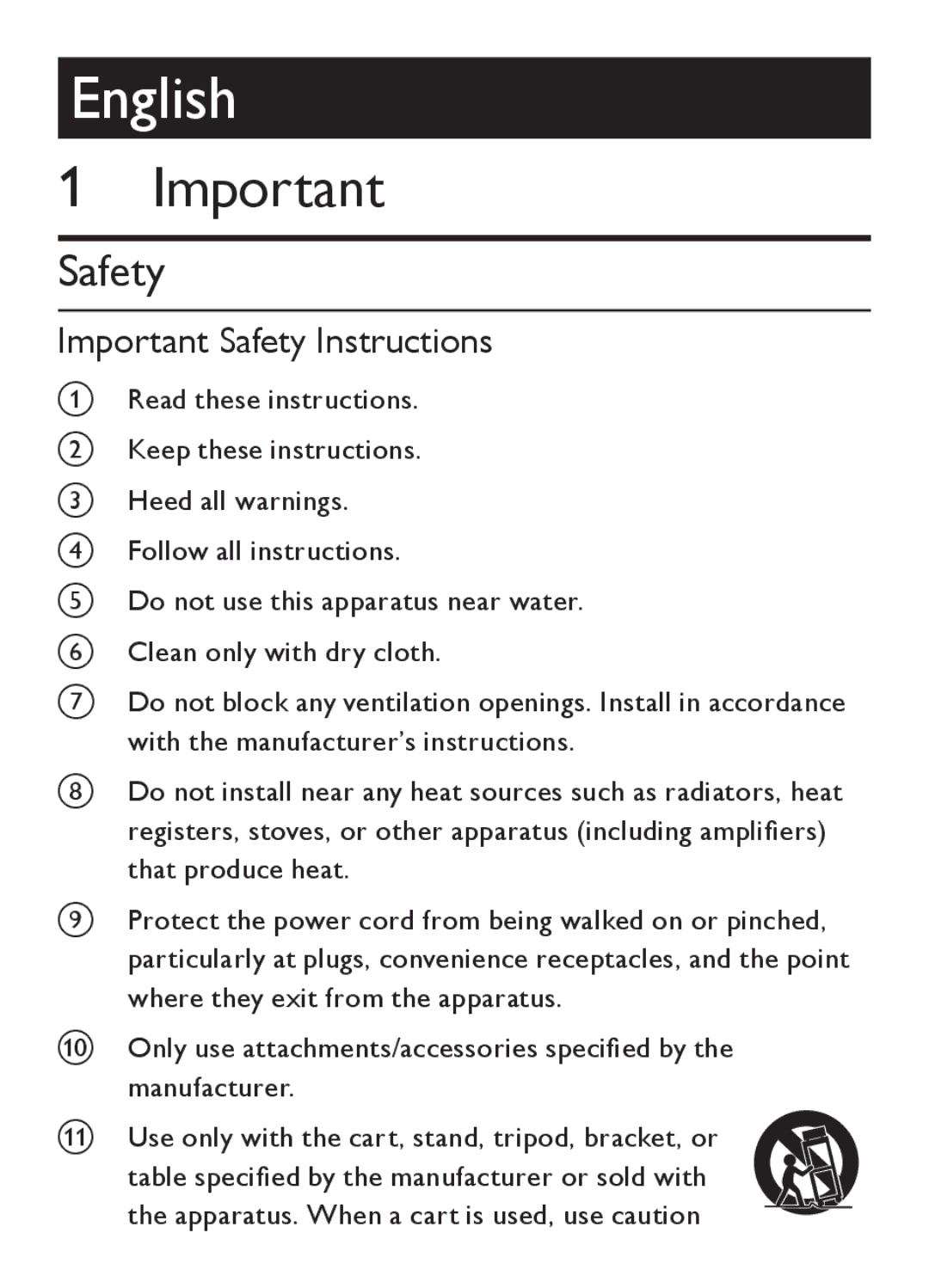 Philips AZ202/B/C/N/R user manual Important Safety Instructions 