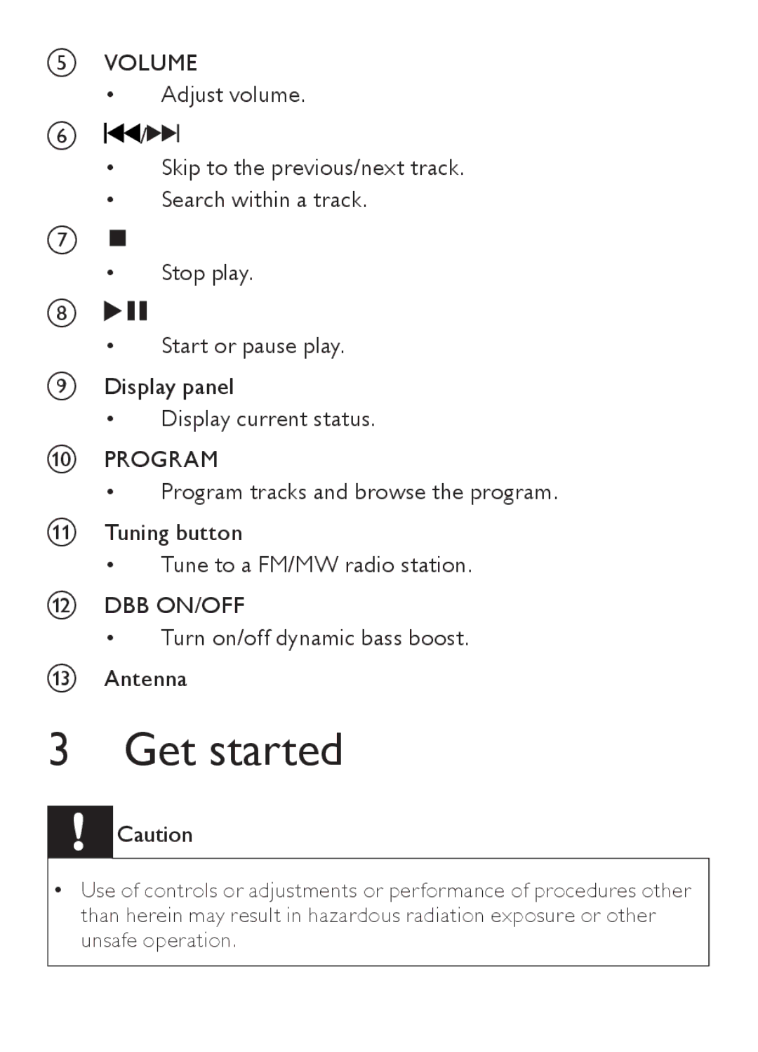 Philips AZ202/B/C/N/R user manual Get started 