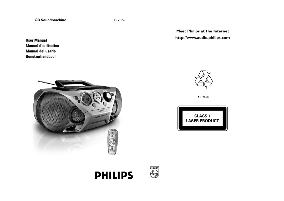 Philips AZ2060 user manual Class Laser Product 