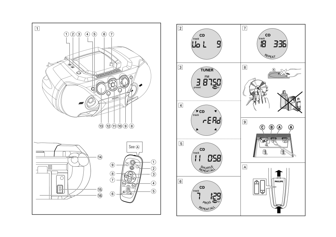 Philips AZ2060 user manual 23 4 5 6 # @!098 