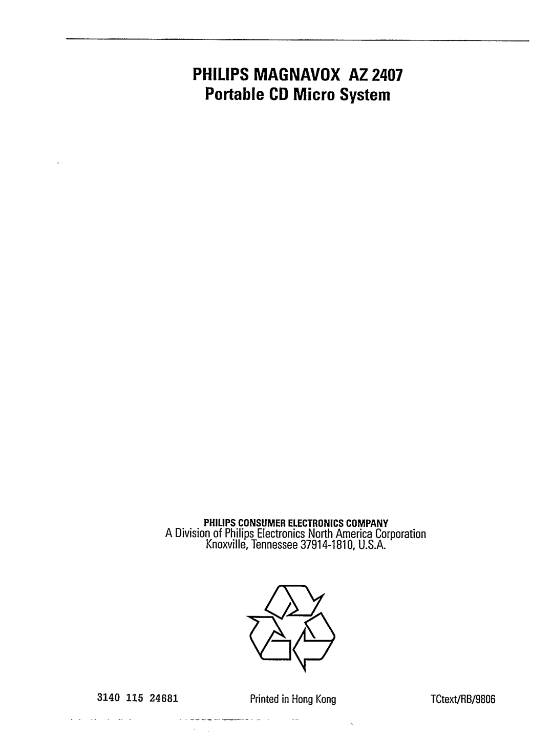Philips AZ240717 manual 