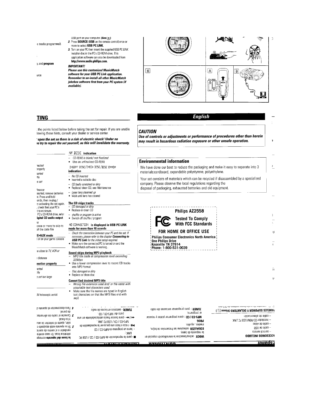 Philips AZ2558/17 manual 