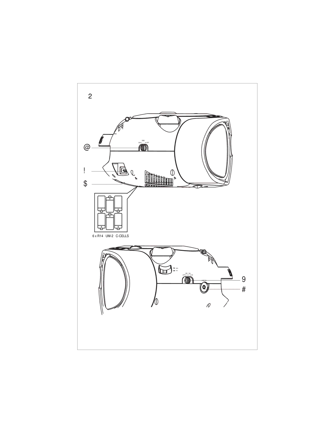 Philips AZ302/37 manual R14 UM-2 C-CELLS 