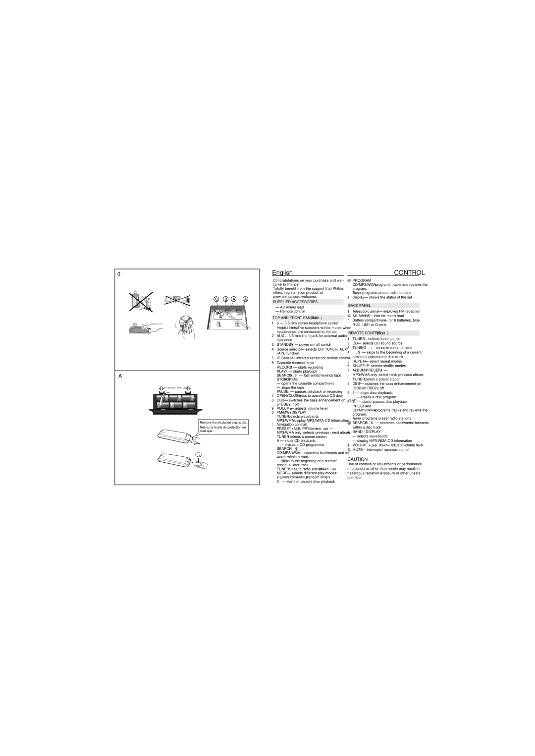 Philips AZ3068 quick start Control, Navigation controls 