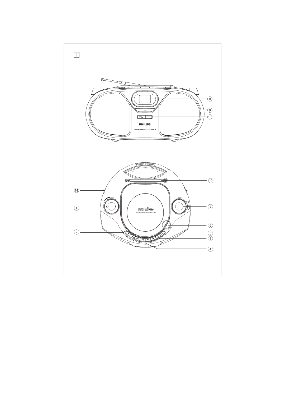 Philips AZ382 user manual MP3/WMA-USB/CD Playback 