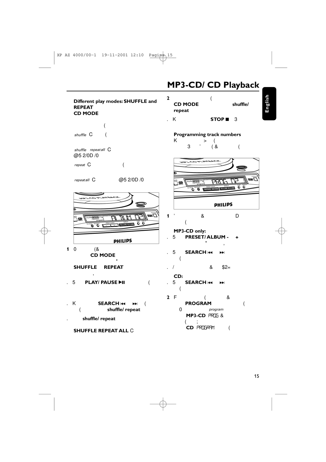 Philips AZ4000 manual Different play modes Shuffle, You can also press Stop 9 to quit the play mode, MP3-CD only 