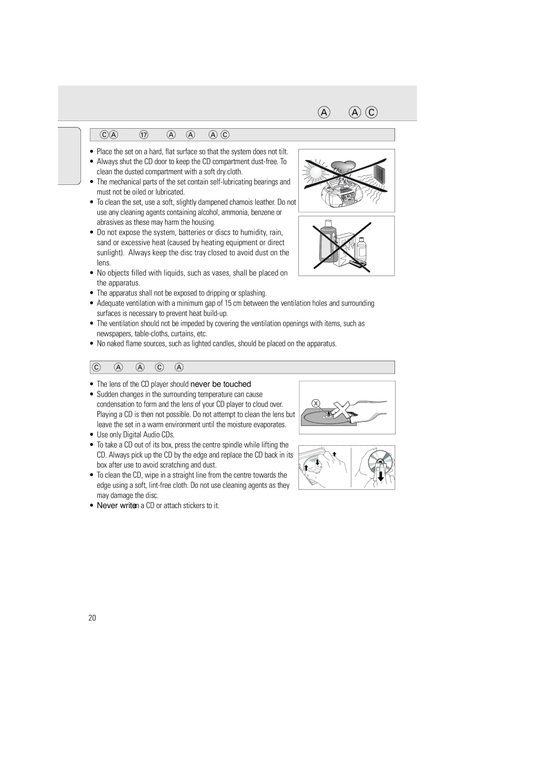 Philips AZ5140 user manual Precautions & General Maintenance, CD Player and CD Handling 