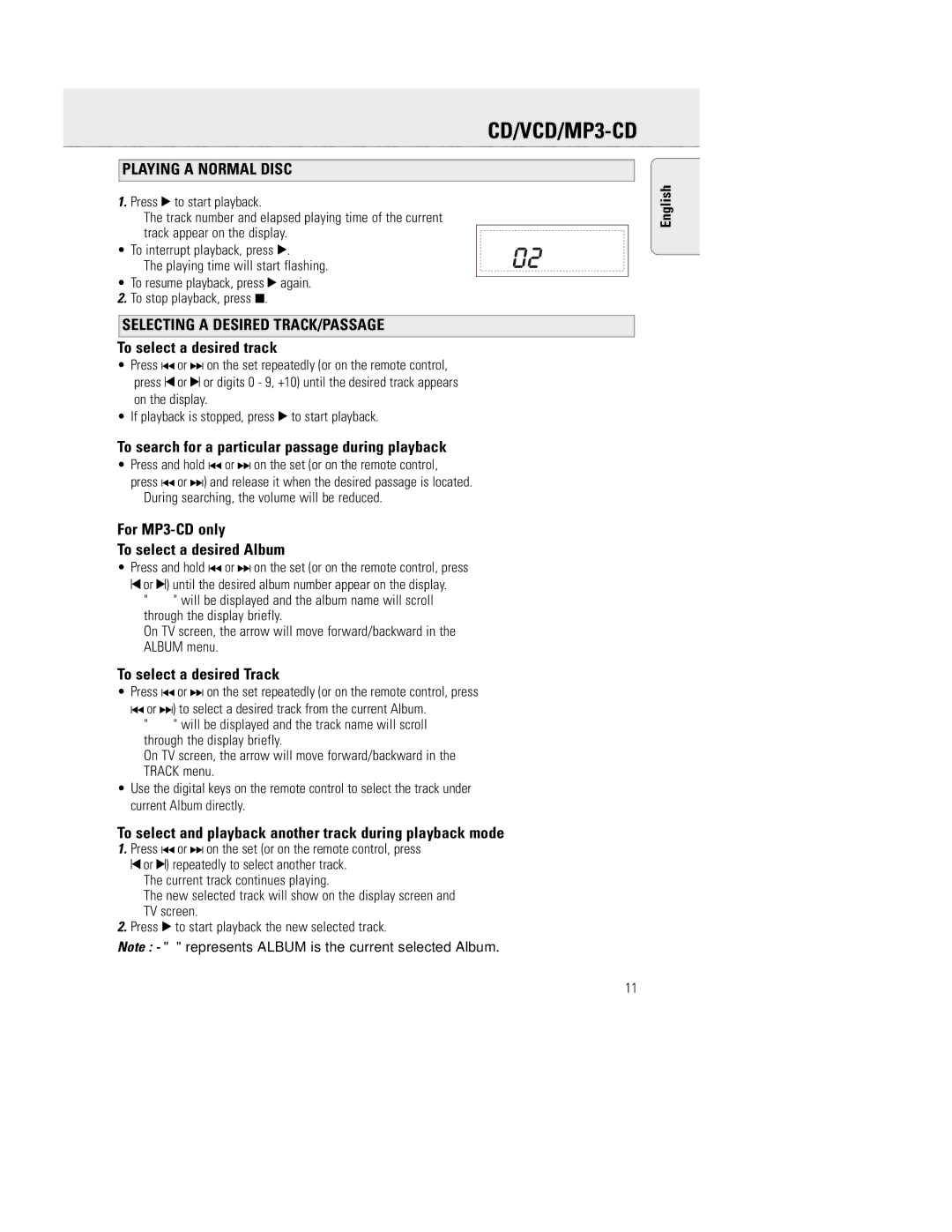 Philips AZ5150 manual Playing a Normal Disc, Selecting a Desired TRACK/PASSAGE 