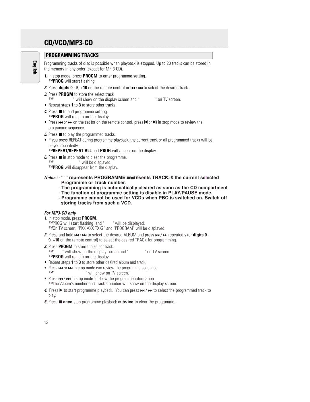 Philips AZ5150 manual Programming Tracks 