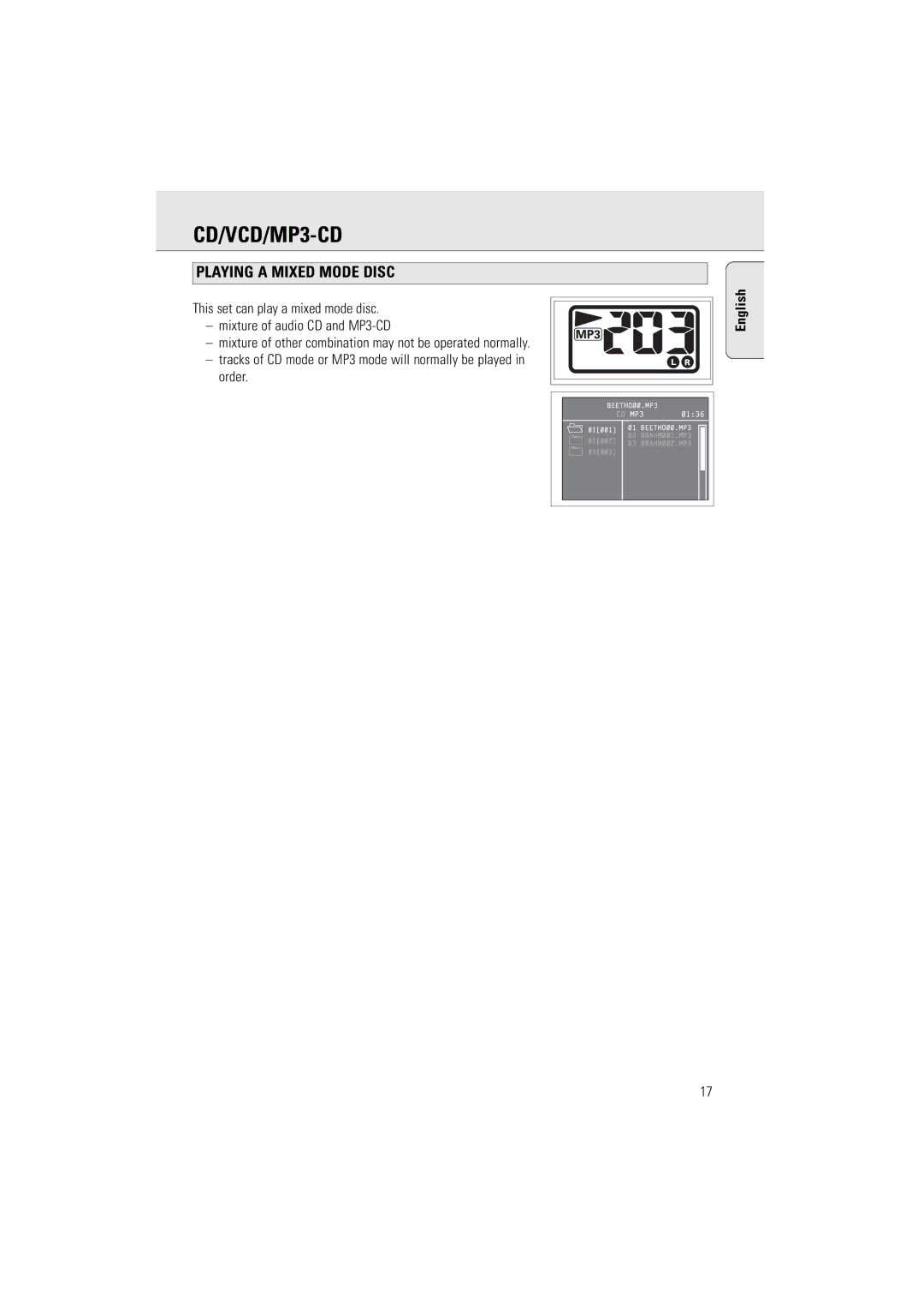 Philips AZ5160 user manual Playing a Mixed Mode Disc 