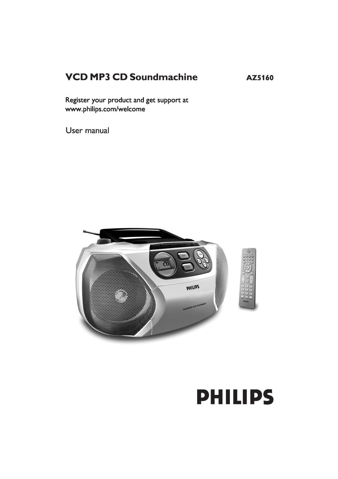 Philips AZ5160 user manual VCD MP3 CD Soundmachine, Register your product and get support at 