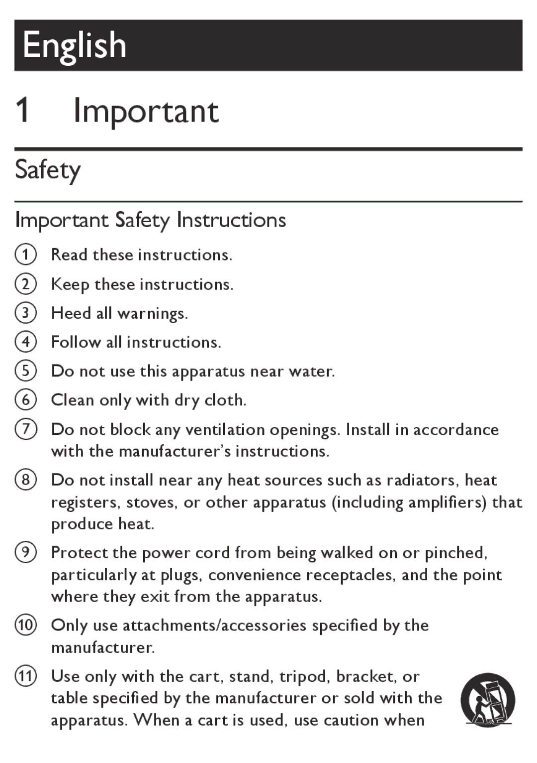 Philips AZ5740 user manual Important Safety Instructions 