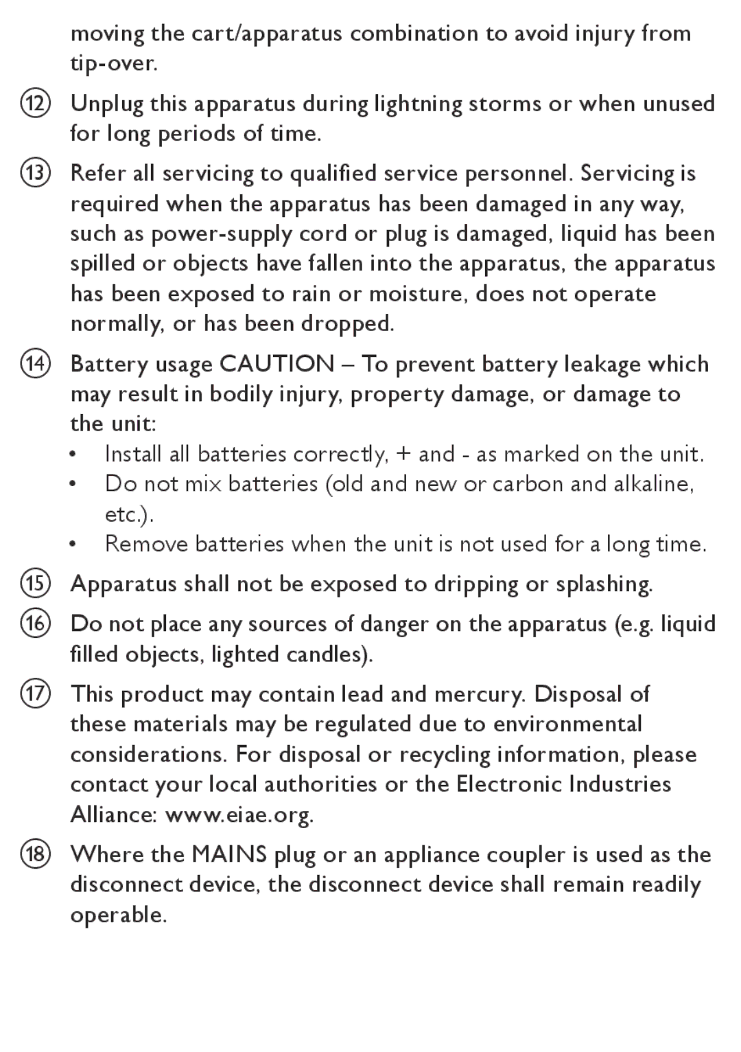 Philips AZ5740 user manual Do not mix batteries old and new or carbon and alkaline, etc 