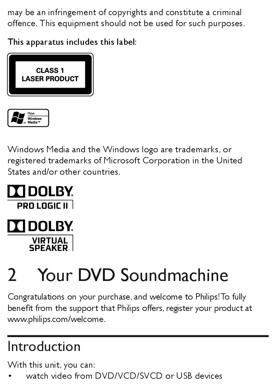 Philips AZ5740 user manual Your DVD Soundmachine, Introduction 