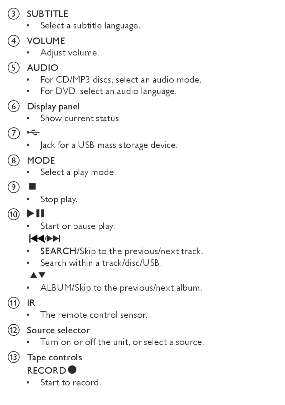 Philips AZ5740 user manual Subtitle 