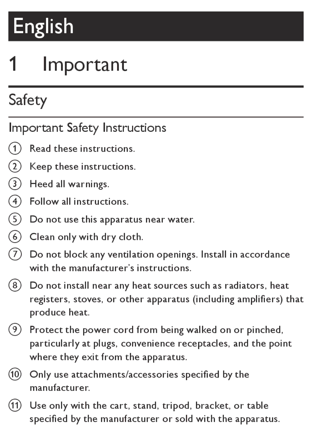 Philips AZ5740 user manual Important Safety Instructions 