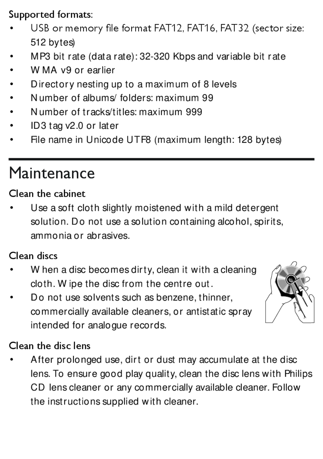 Philips AZ5740 user manual Maintenance 