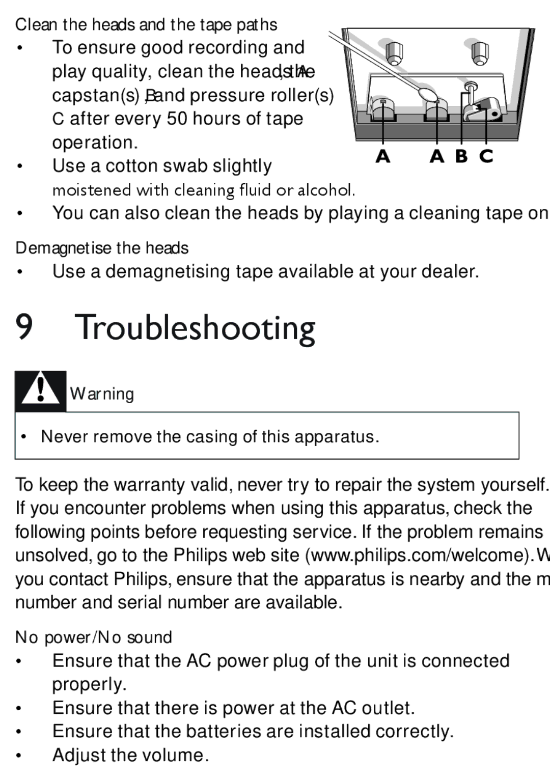 Philips AZ5740 user manual Troubleshooting 