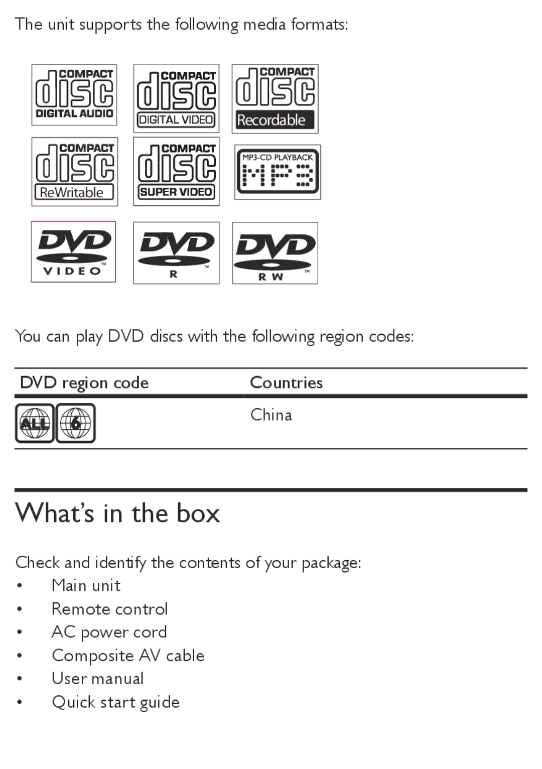 Philips AZ5740 user manual What’s in the box 