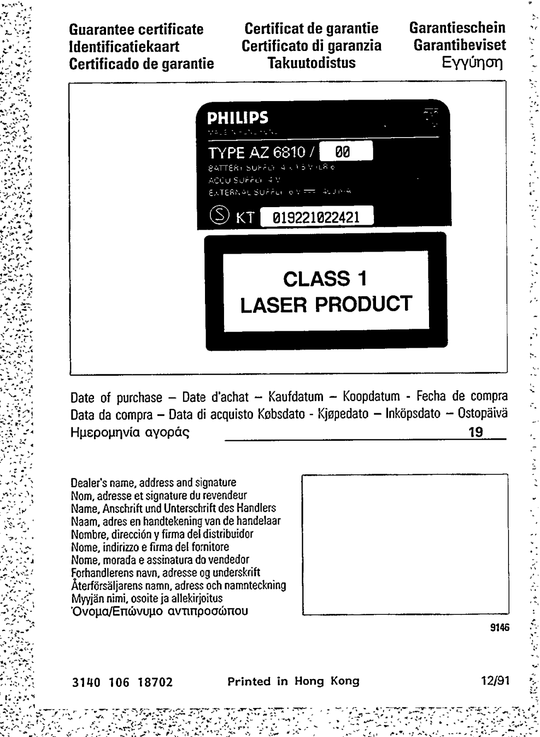 Philips AZ6810 manual 