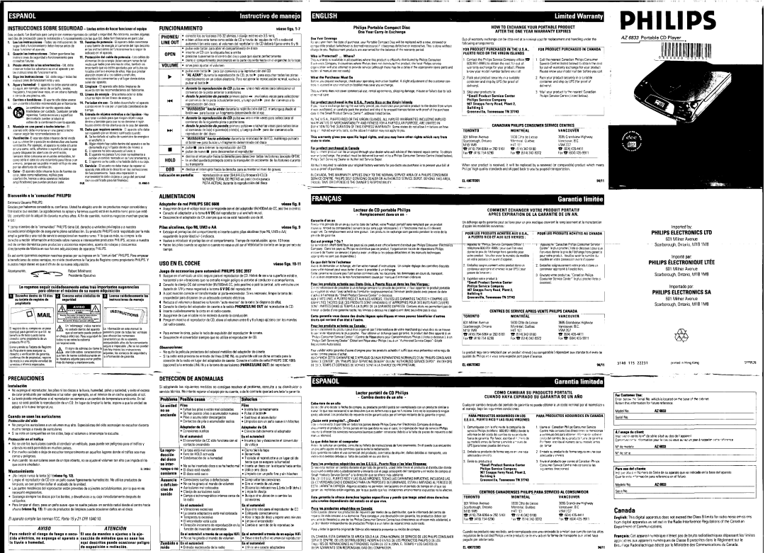 Philips AZ6833 manual 