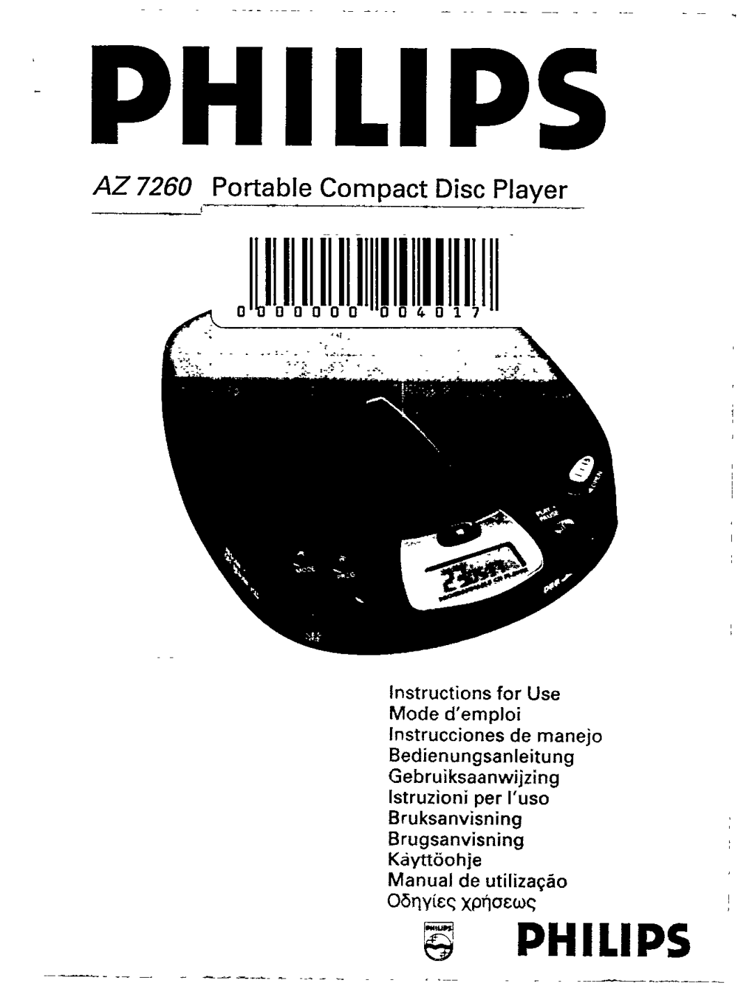 Philips AZ7260 manual 