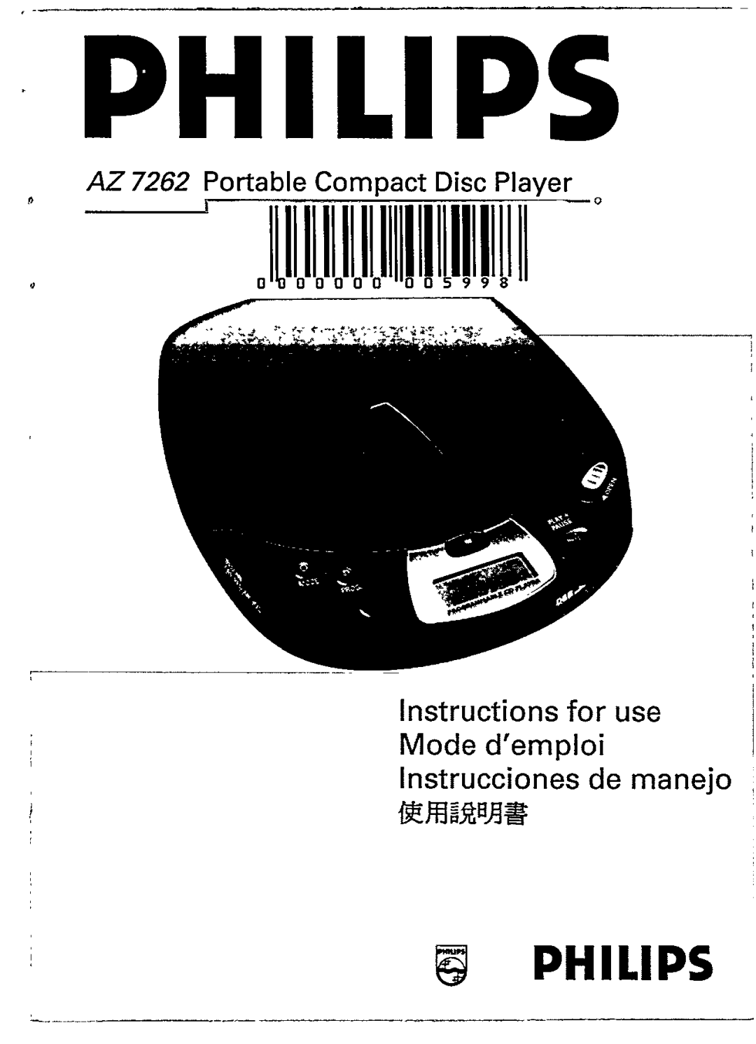 Philips AZ7262/05 manual 