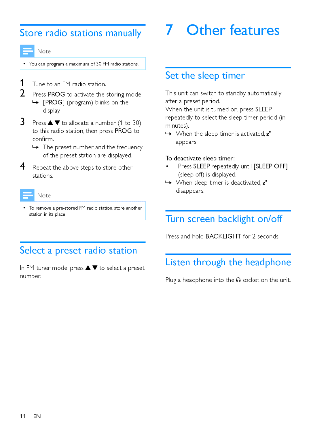 Philips AZ783 user manual Other features 