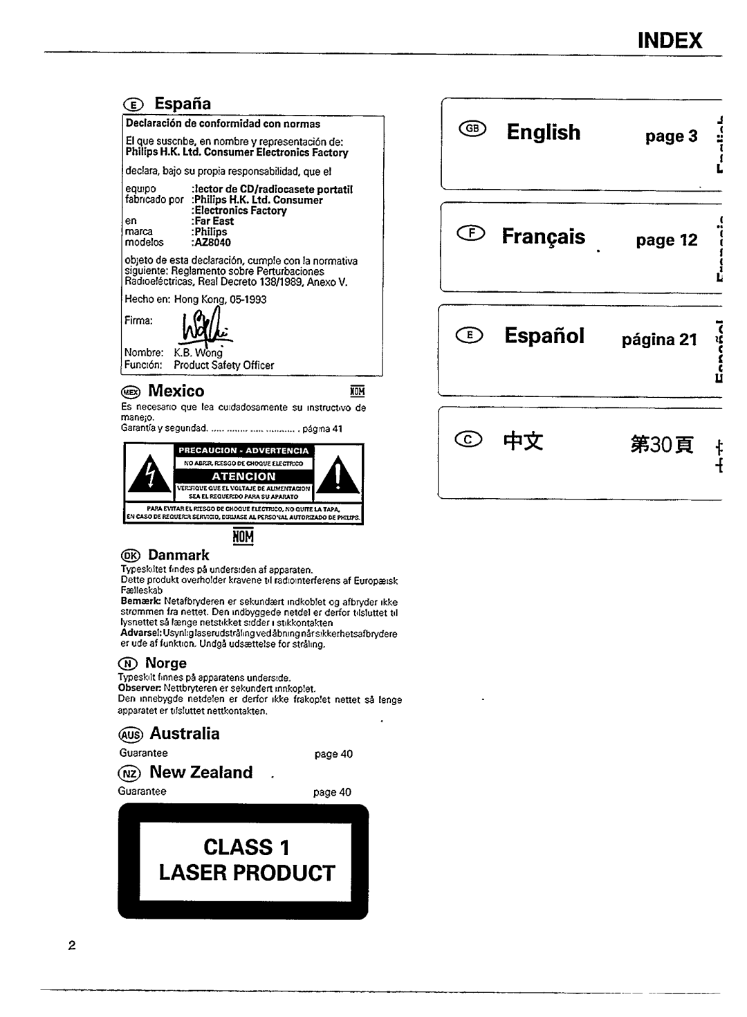 Philips AZ8040/20, AZ8040/21 manual 