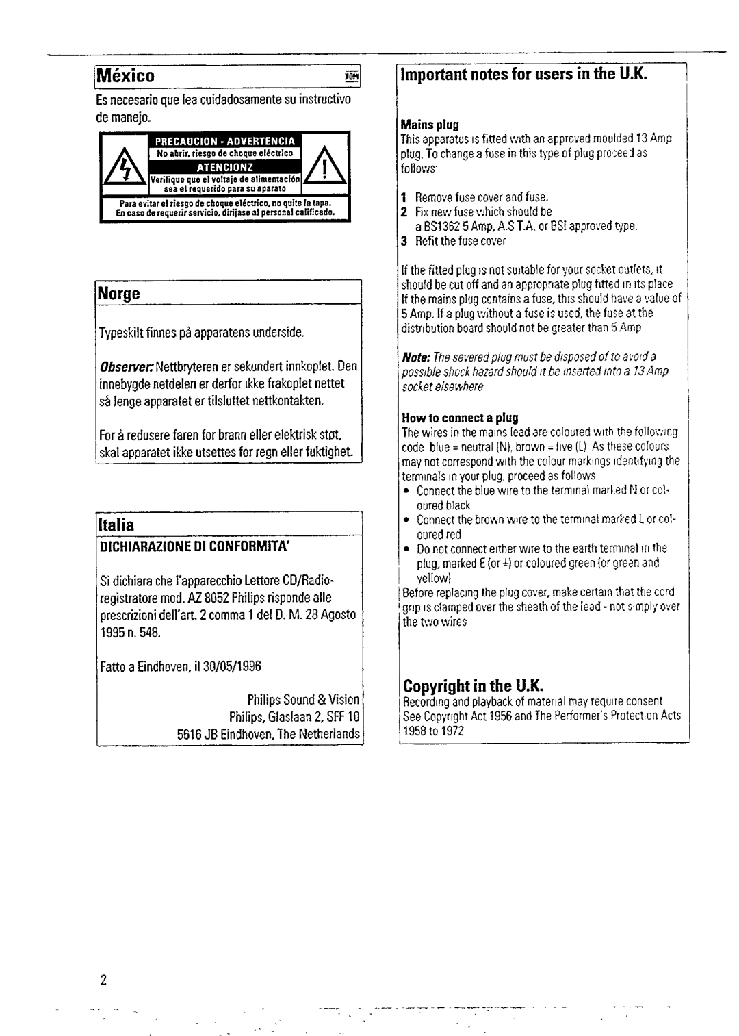 Philips AZ8052 manual 