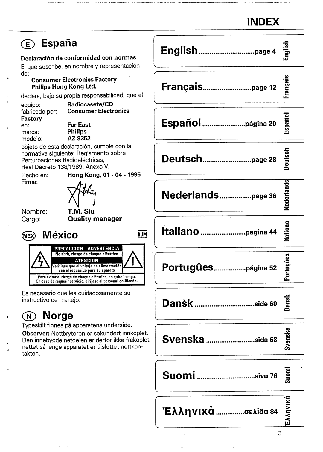 Philips AZ8352 manual 