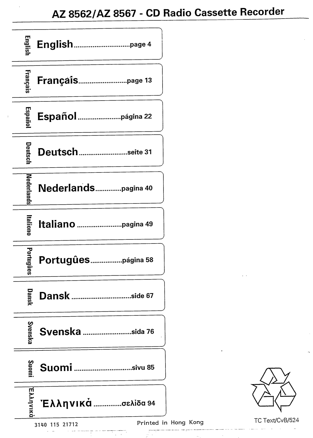 Philips AZ8567/05 manual 