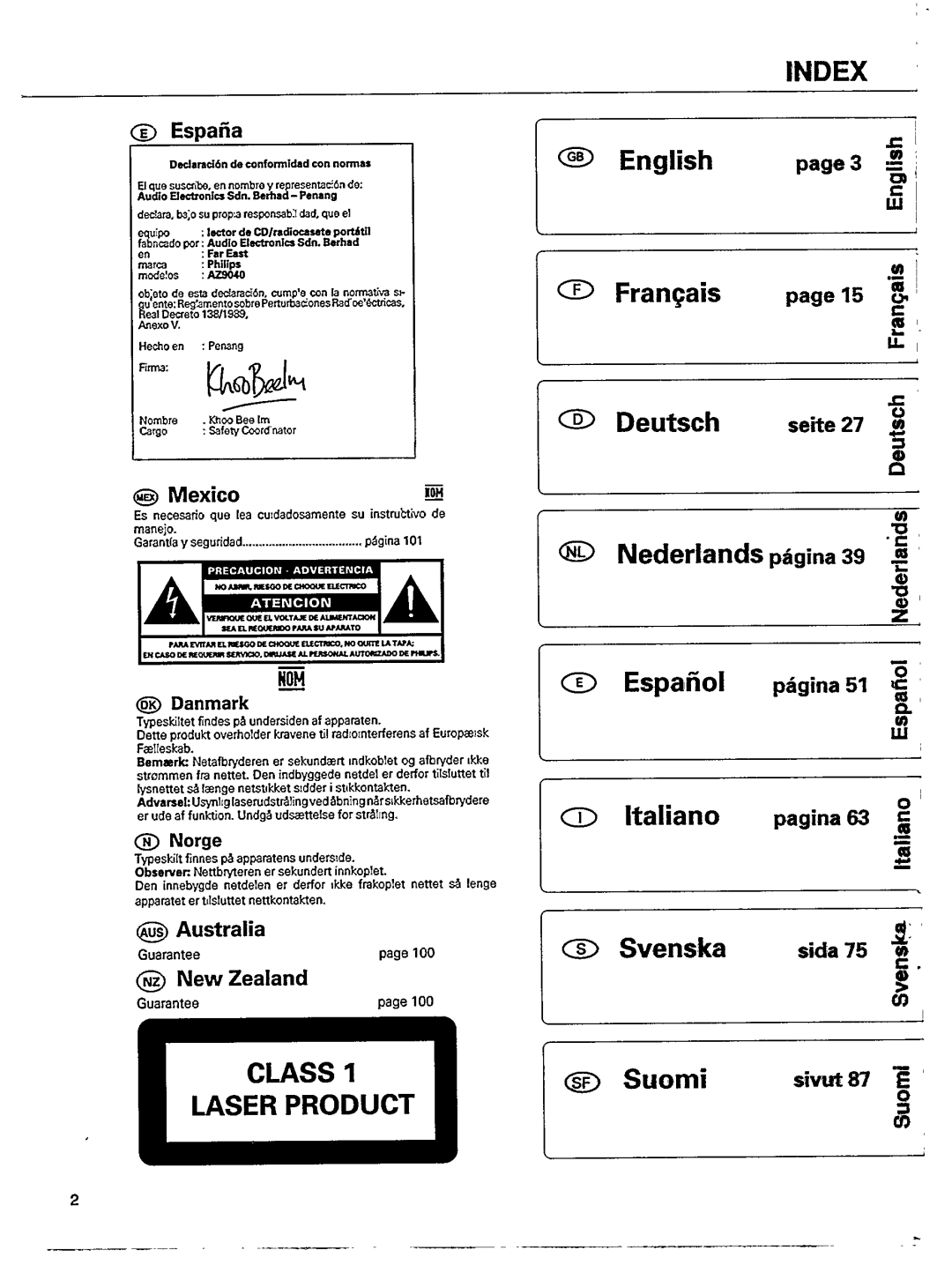 Philips AZ9040/05 manual 