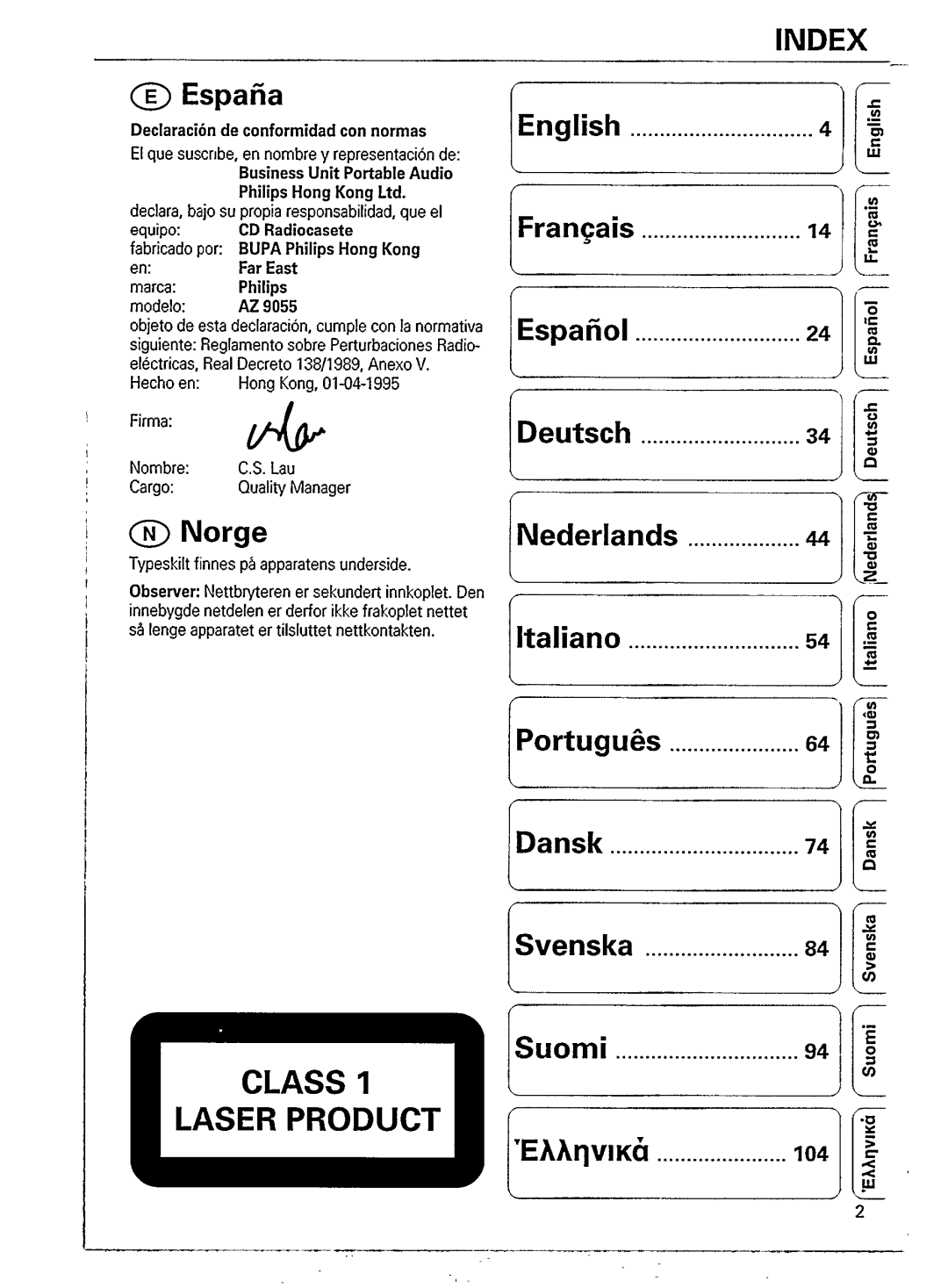 Philips AZ9055 manual 