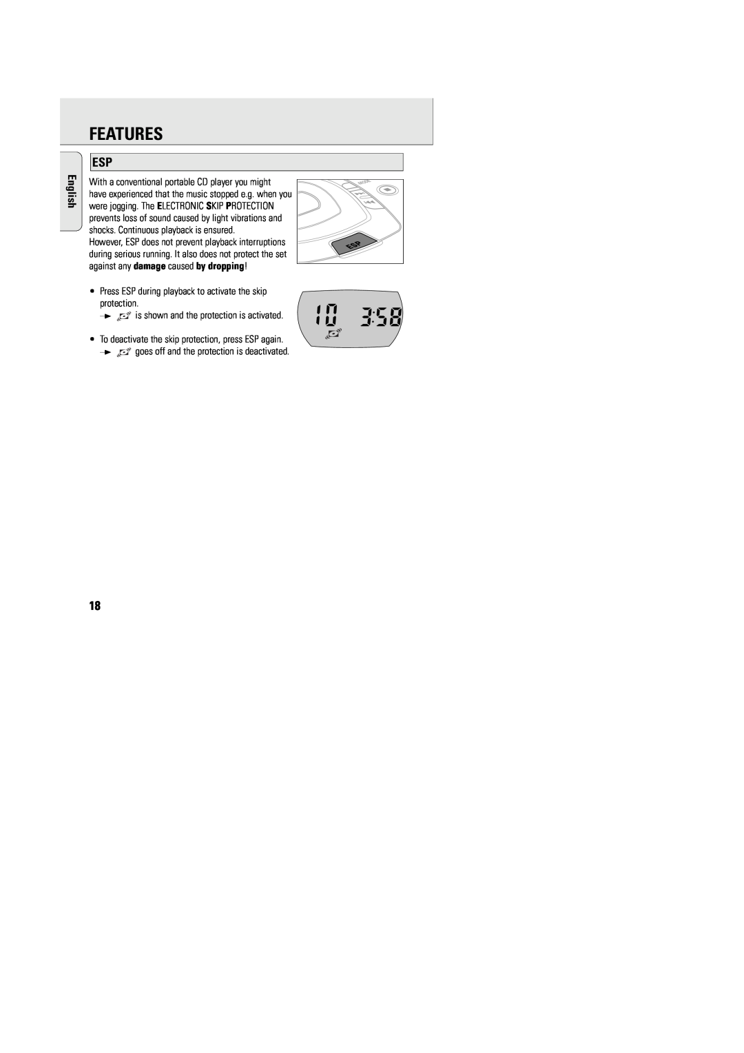 Philips AZT9240 manual Features, English 