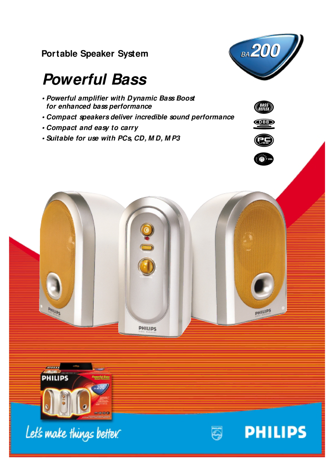 Philips BA200 manual Powerful Bass 