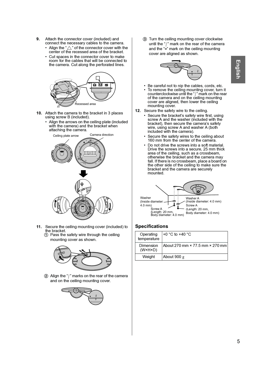 Philips BB-HCA10CE manual Specifications, Operating +0 C to +40 C, Weight About 900 g 