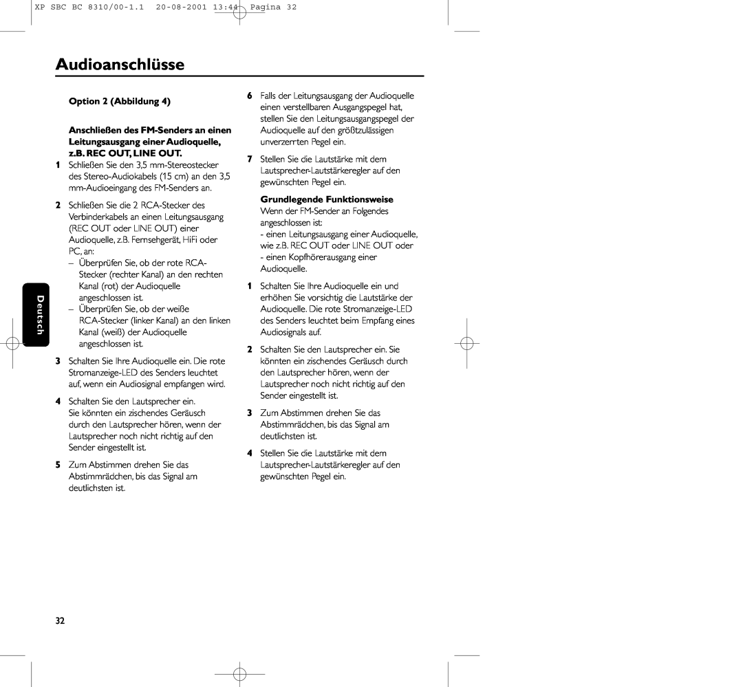 Philips BC 8310 manual Audioanschlüsse, Option 2 Abbildung 