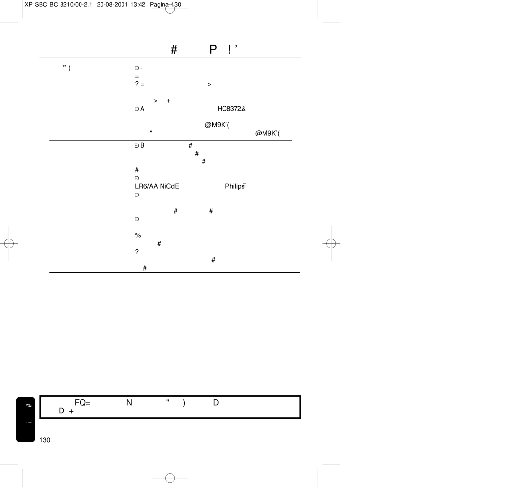 Philips BC8210 manual LR6/AA NiCd Philips 130 