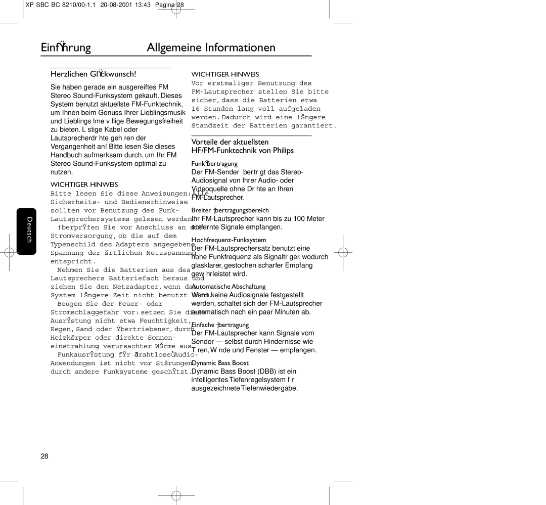 Philips BC8210 manual Einführung Allgemeine Informationen, Herzlichen Glückwunsch, Wichtiger Hinweis 