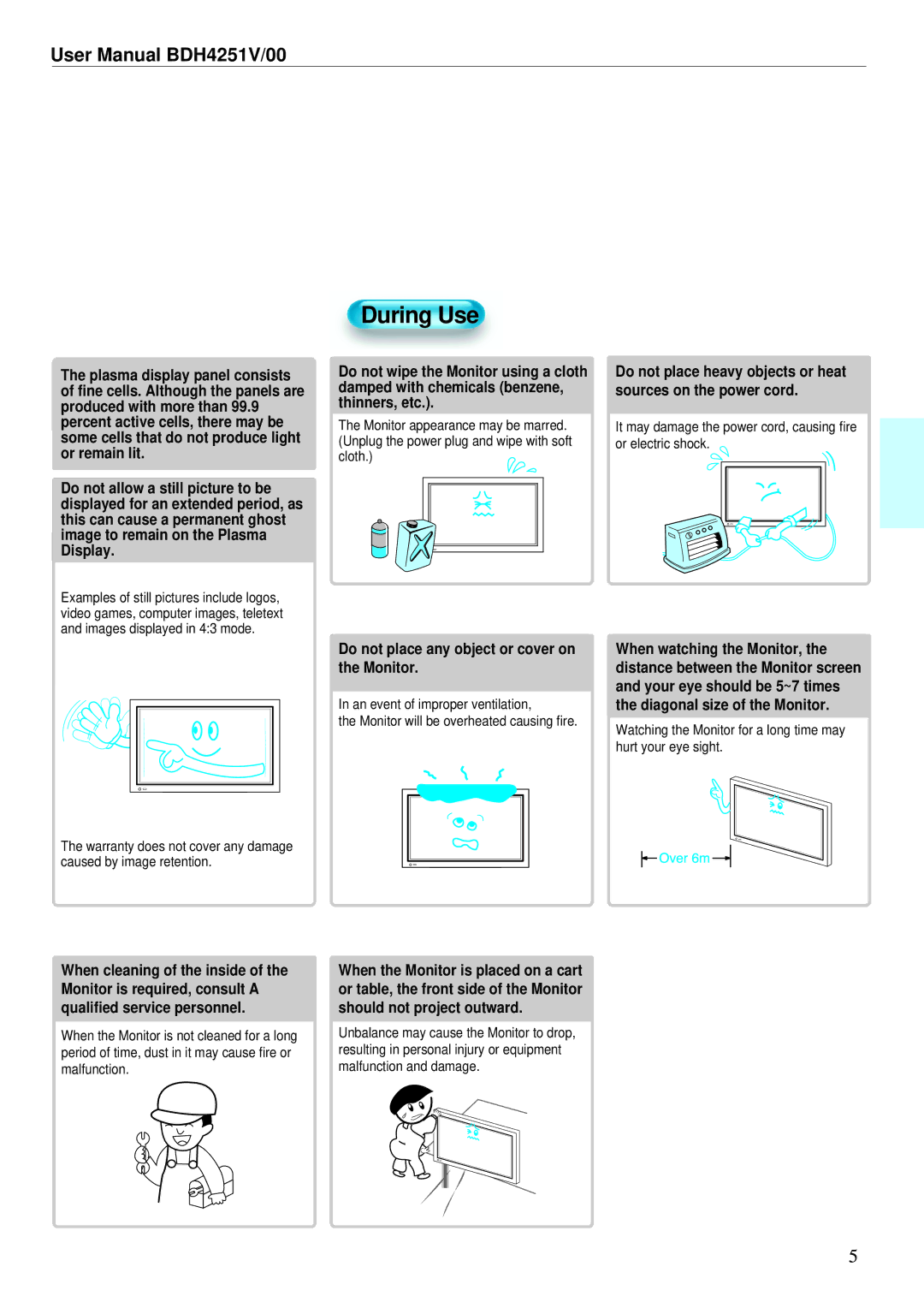 Philips BDH4251V/00 user manual Do not place any object or cover on the Monitor 