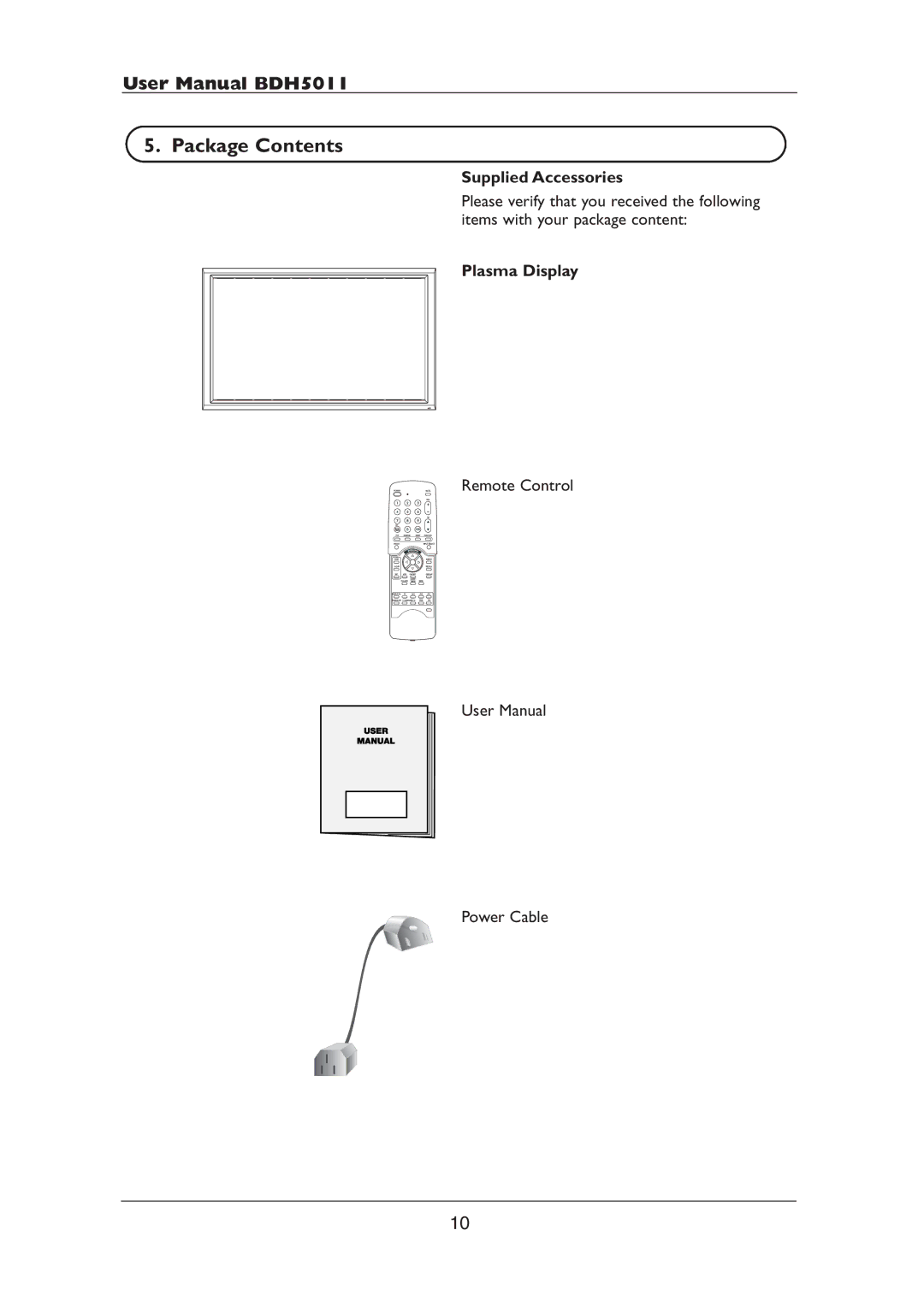 Philips BDH5011 user manual Package Contents 