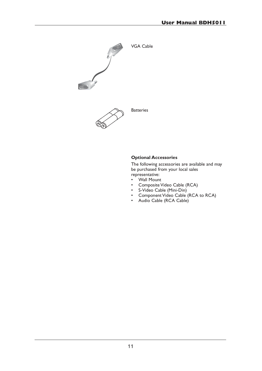 Philips BDH5011 user manual Optional Accessories 