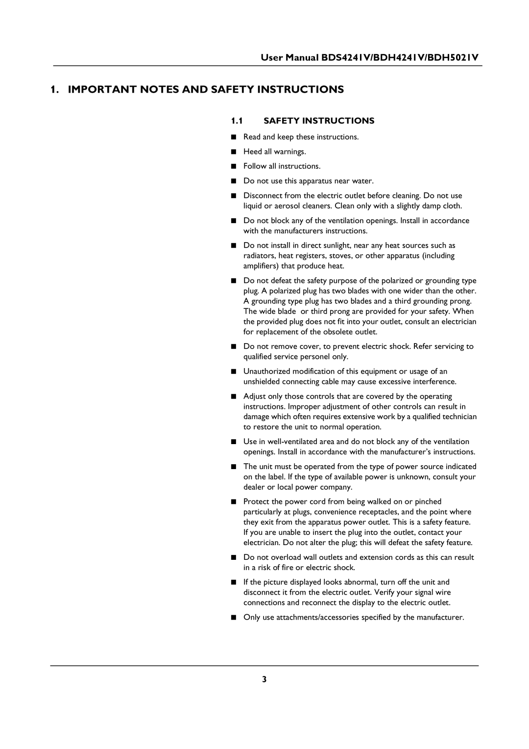 Philips BDS4241V, BDH5021V user manual Important Notes and Safety Instructions 